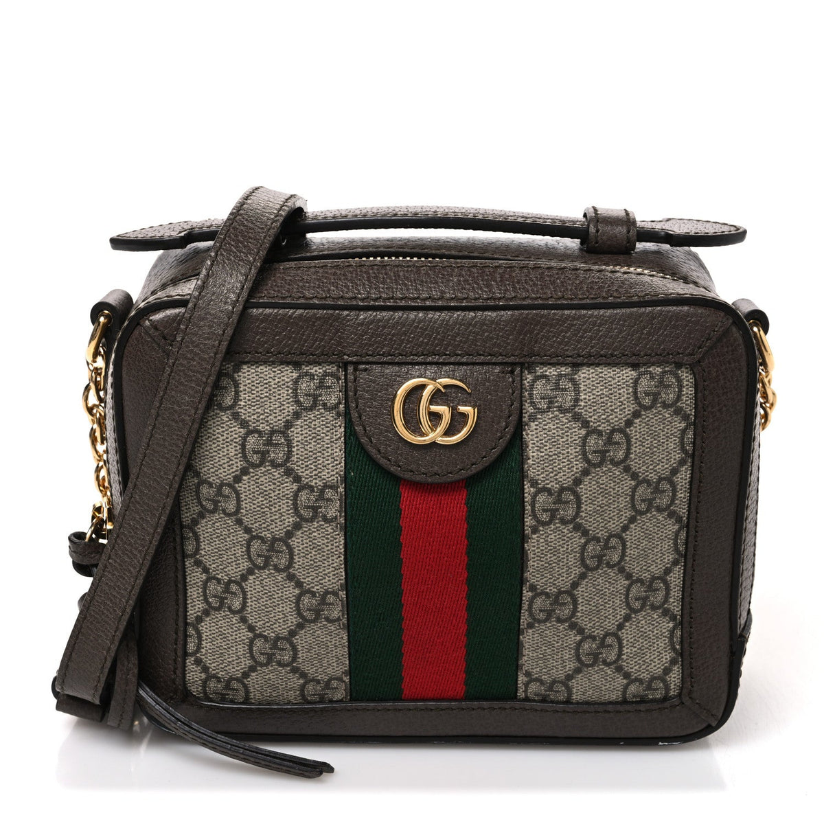 GG Supreme Monogram Mini Ophidia Top Handle Shoulder Bag Brown wholesalehk.shop