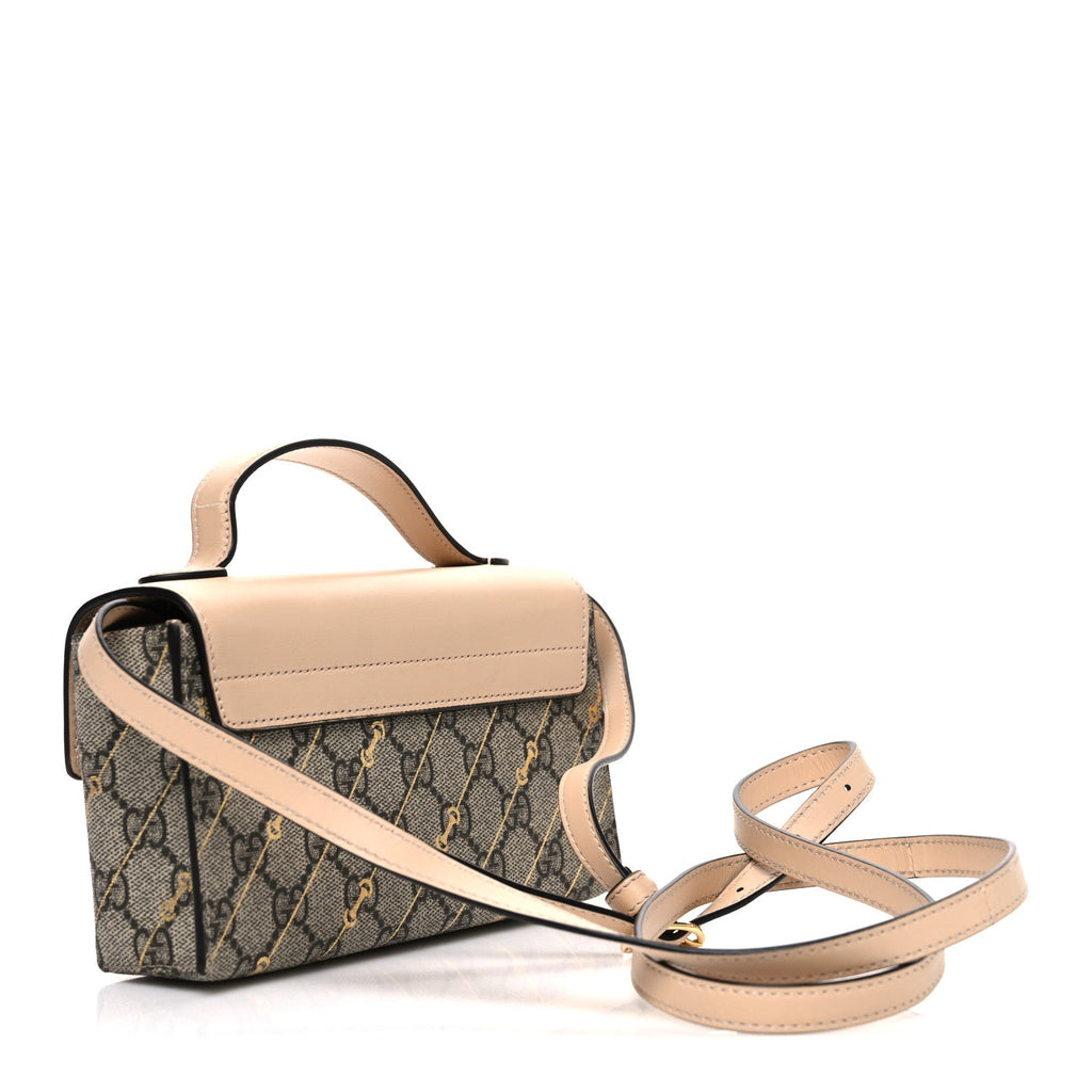 GG Supreme Monogram Calfskin Horsebit Print Mini Padlock Top Handle Shoulder Bag Beige Ebony Light Pink £¨ Direct shipment via from wholesalehk.shop