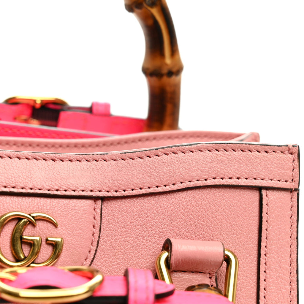 Wonka Grain Calfskin Mini Diana Tote Bag Wild Rose Fuxia Fluo wholesalehk.shop