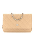 Caviar Quilted Wallet on Chain WOC Beige wholesalehk.shop