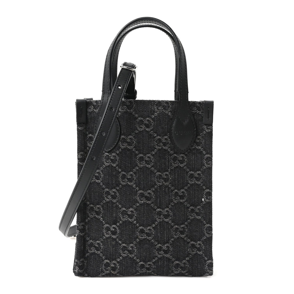 Denim Cuoio Harness GG Monogram Mini Ophidia Tote Bag Black Medium Grey wholesalehk.shop