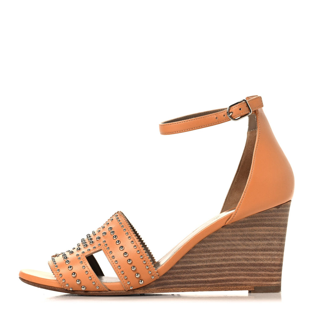 Calfskin Legend Wedge Sandals 38 Natural wholesalehk.shop