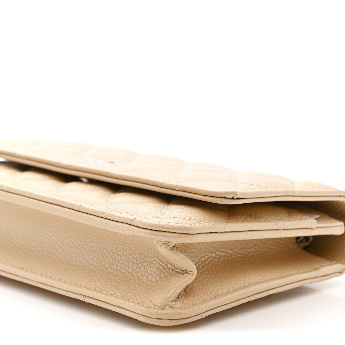 Caviar Quilted Wallet on Chain WOC Beige wholesalehk.shop