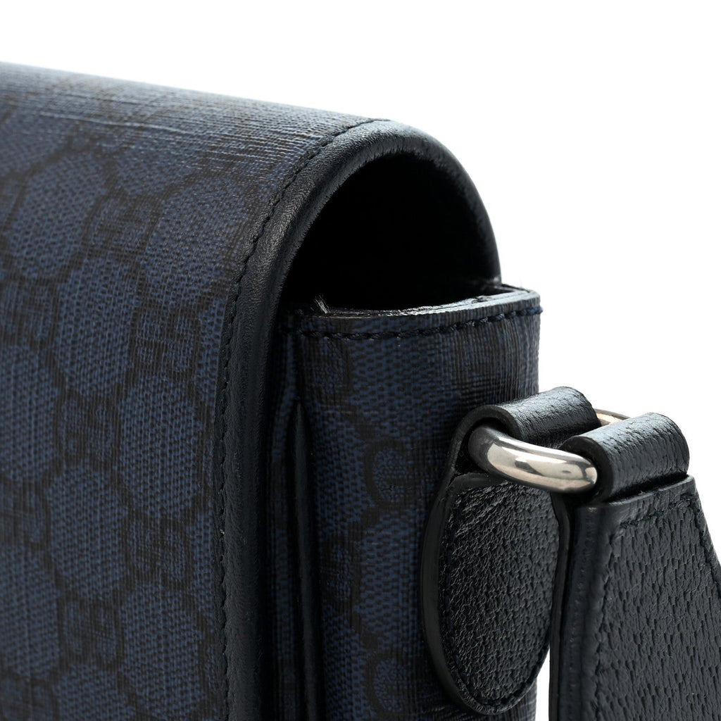 Tender GG Supreme Monogram Textured Dollar Calfskin Ophidia Messenger Bag Dark Blue wholesalehk.shop