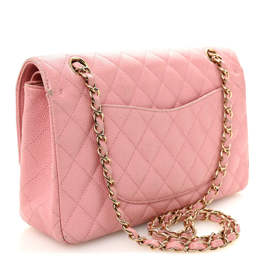Caviar Quilted Medium Double Flap Light Pink wholesalehk.shop