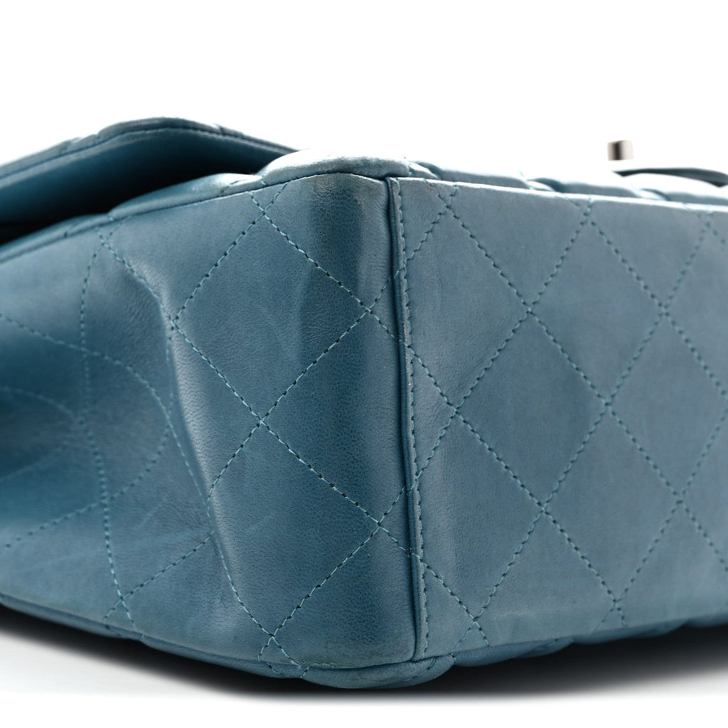 Lambskin Quilted Maxi Double Flap Turquoise wholesalehk.shop