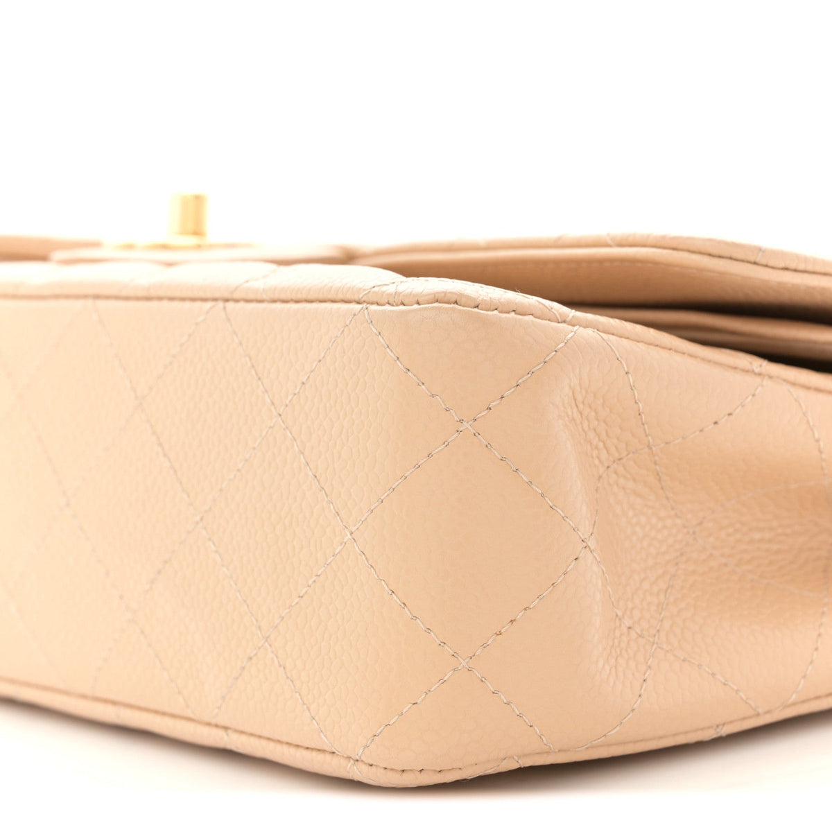 Caviar Quilted Medium Double Flap Beige wholesalehk.shop
