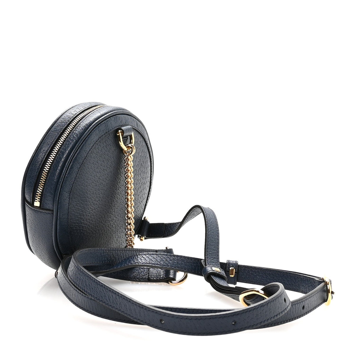 Textured Calfskin Web Mini Ophidia Round Backpack Blue Agata wholesalehk.shop