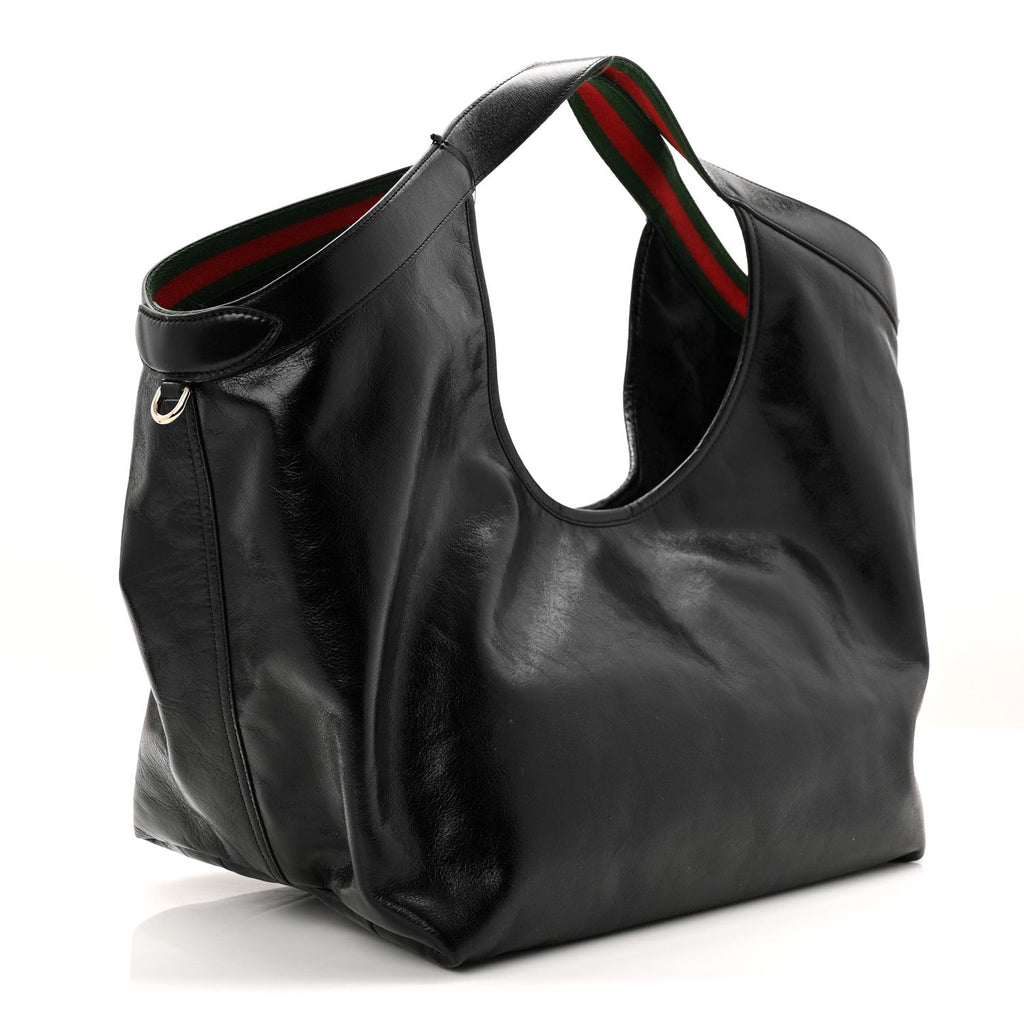 Soft Glossy Calfskin Large Giglio Tote Black wholesalehk.shop
