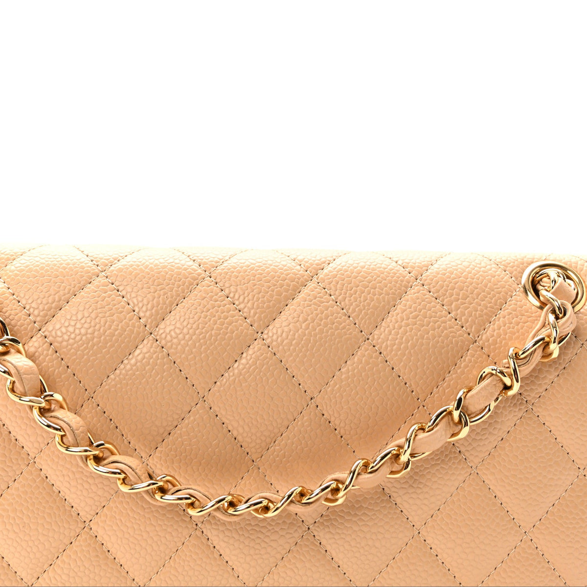 Caviar Quilted Medium Double Flap Beige wholesalehk.shop