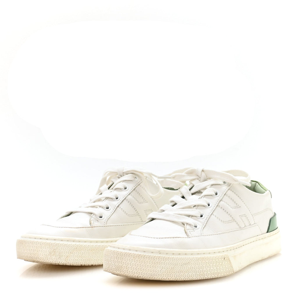Crocodile Calfskin Deep Sneakers 37.5 White Vert Jade wholesalehk.shop