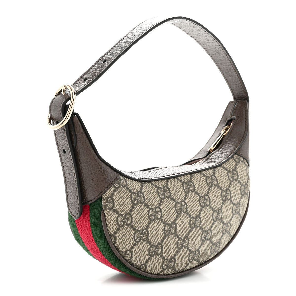 GG Supreme Monogram Textured Calfskin Web Mini Ophidia Half Moon Hobo Beige Ebony New Acero Beige Ebony New Acero wholesalehk.shop