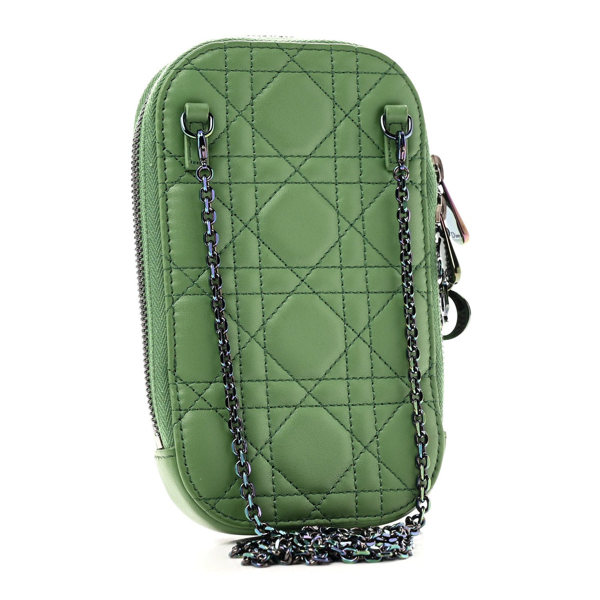 Lambskin Cannage Lady Dior Phone Holder Jade Green wholesalehk.shop