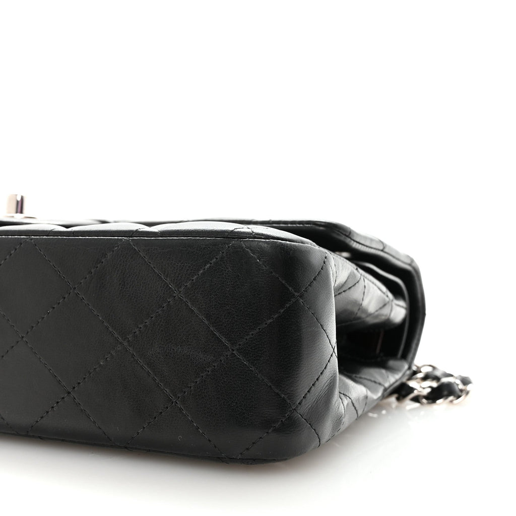 Lambskin Quilted Medium Double Flap Black wholesalehk.shop