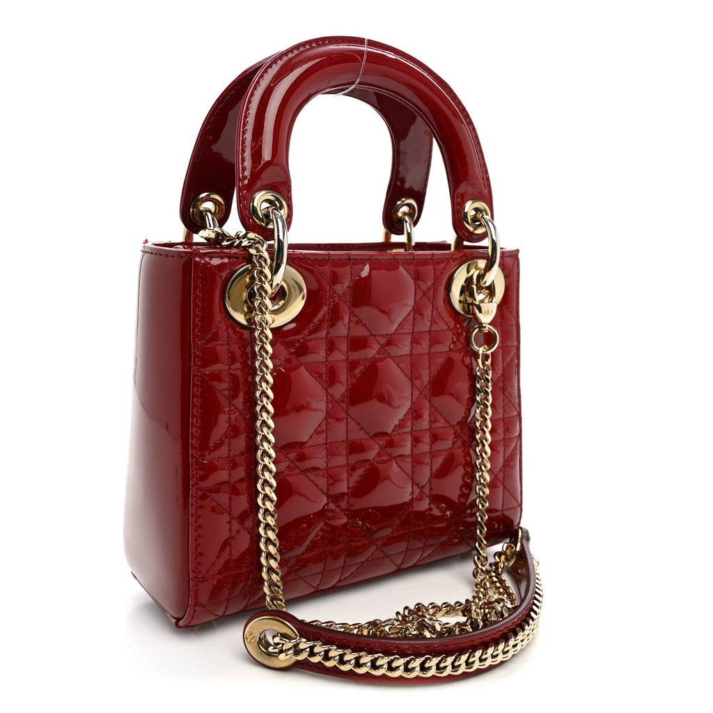 Patent Cannage Mini Lady Dior Red wholesalehk.shop