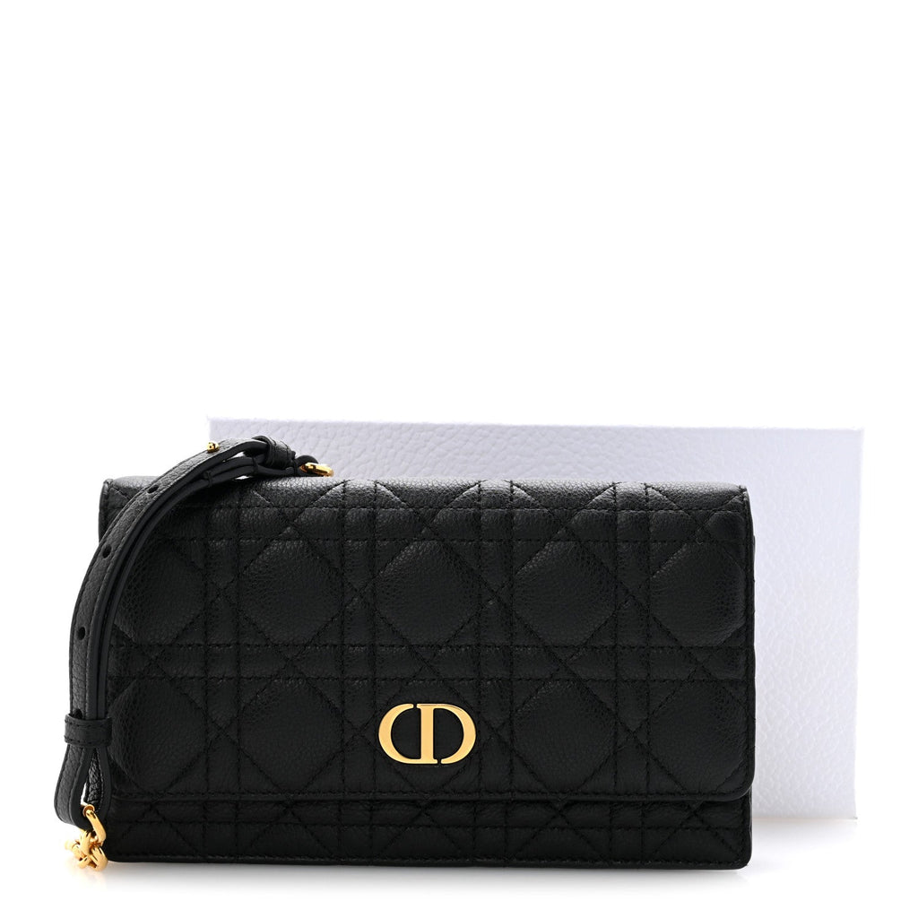 Supple Calfskin Cannage Caro Belt Pouch with Chain Black wholesalehk.shop