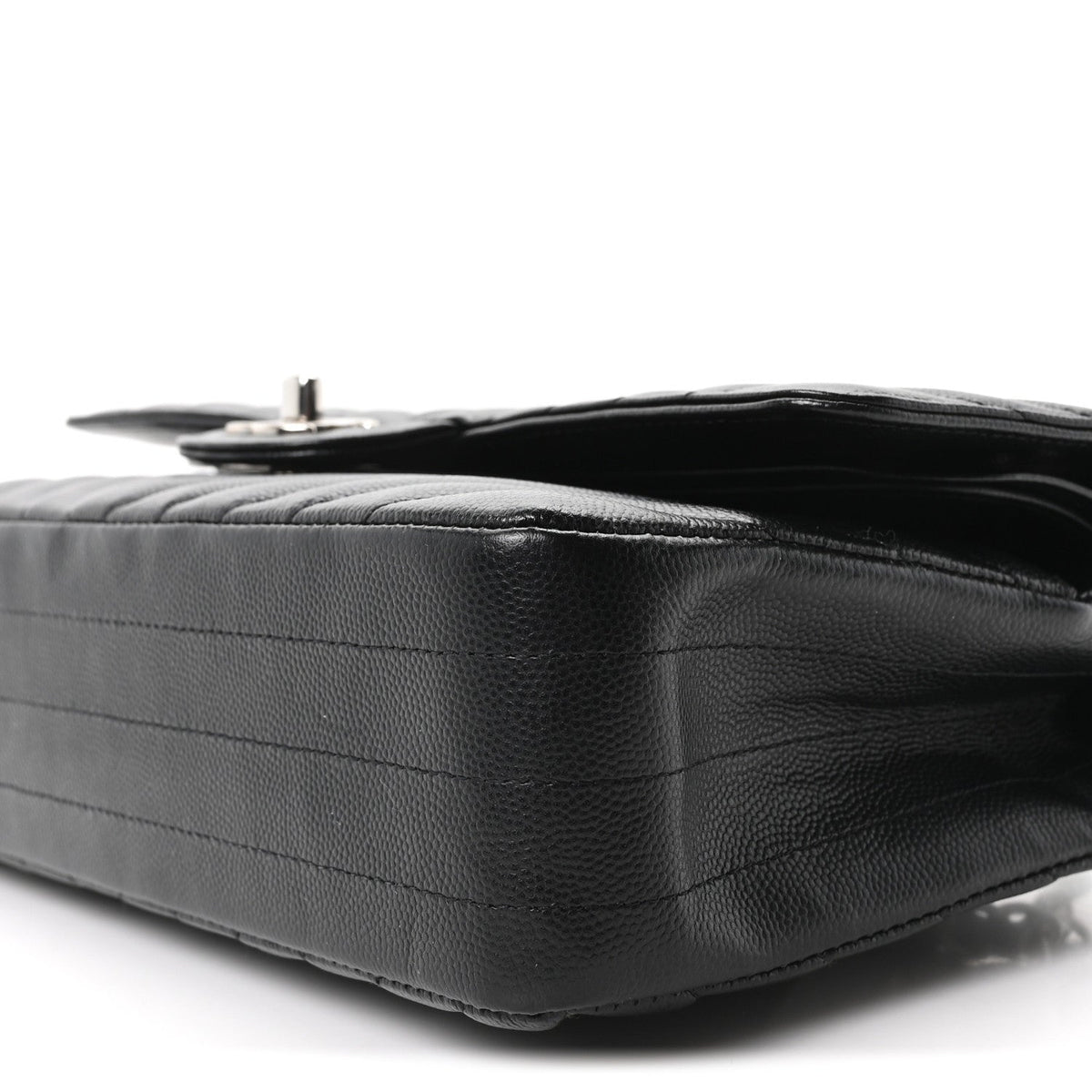 Caviar Chevron Quilted Medium Double Flap Black wholesalehk.shop