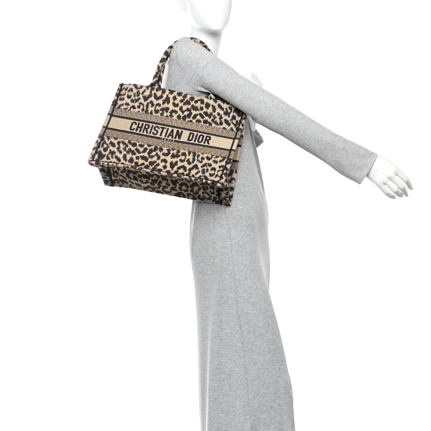 Canvas Mizza Embroidered Medium Leopard Book Tote Beige £¨ Direct shipment via from wholesalehk.shop