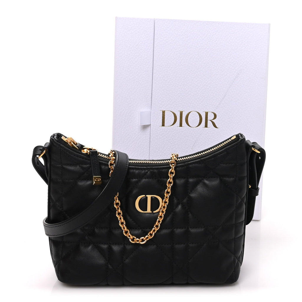 Calfskin Macrocannage Miss Caro Diorling Mini Bag with Chain Black wholesalehk.shop