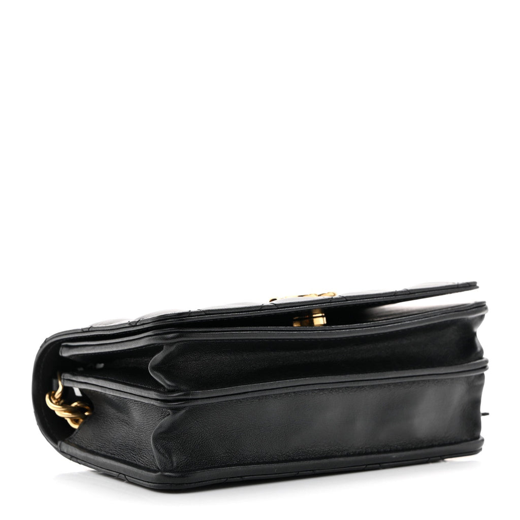 Lambskin Resin Quilted Mini Wallet On Chain WOC Black wholesalehk.shop