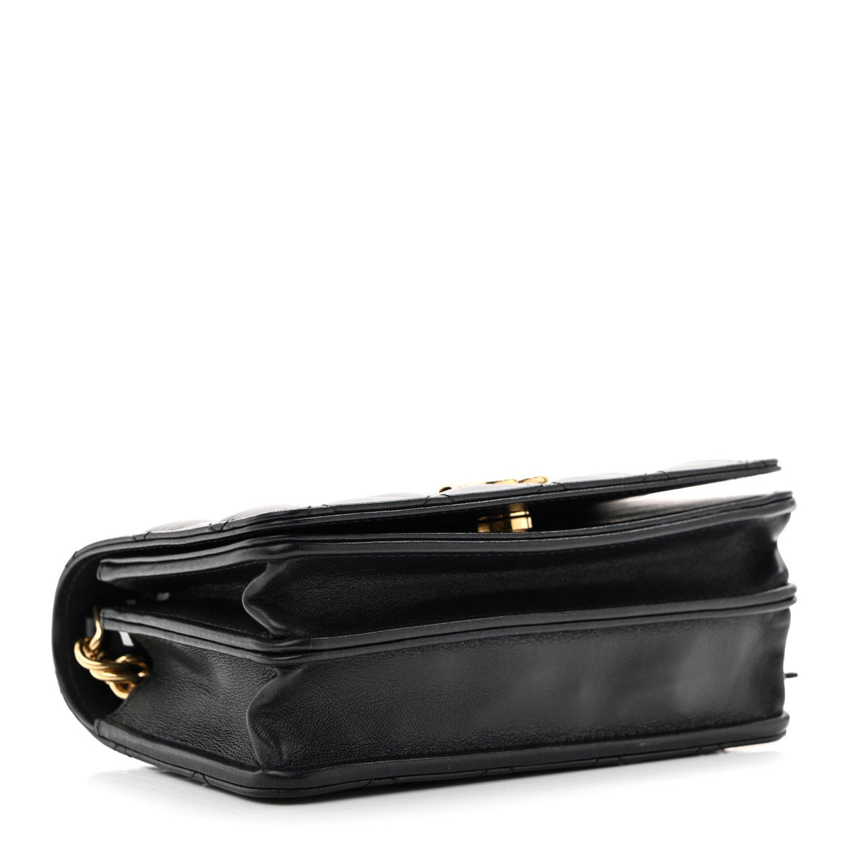 Lambskin Resin Quilted Mini Wallet On Chain WOC Black wholesalehk.shop