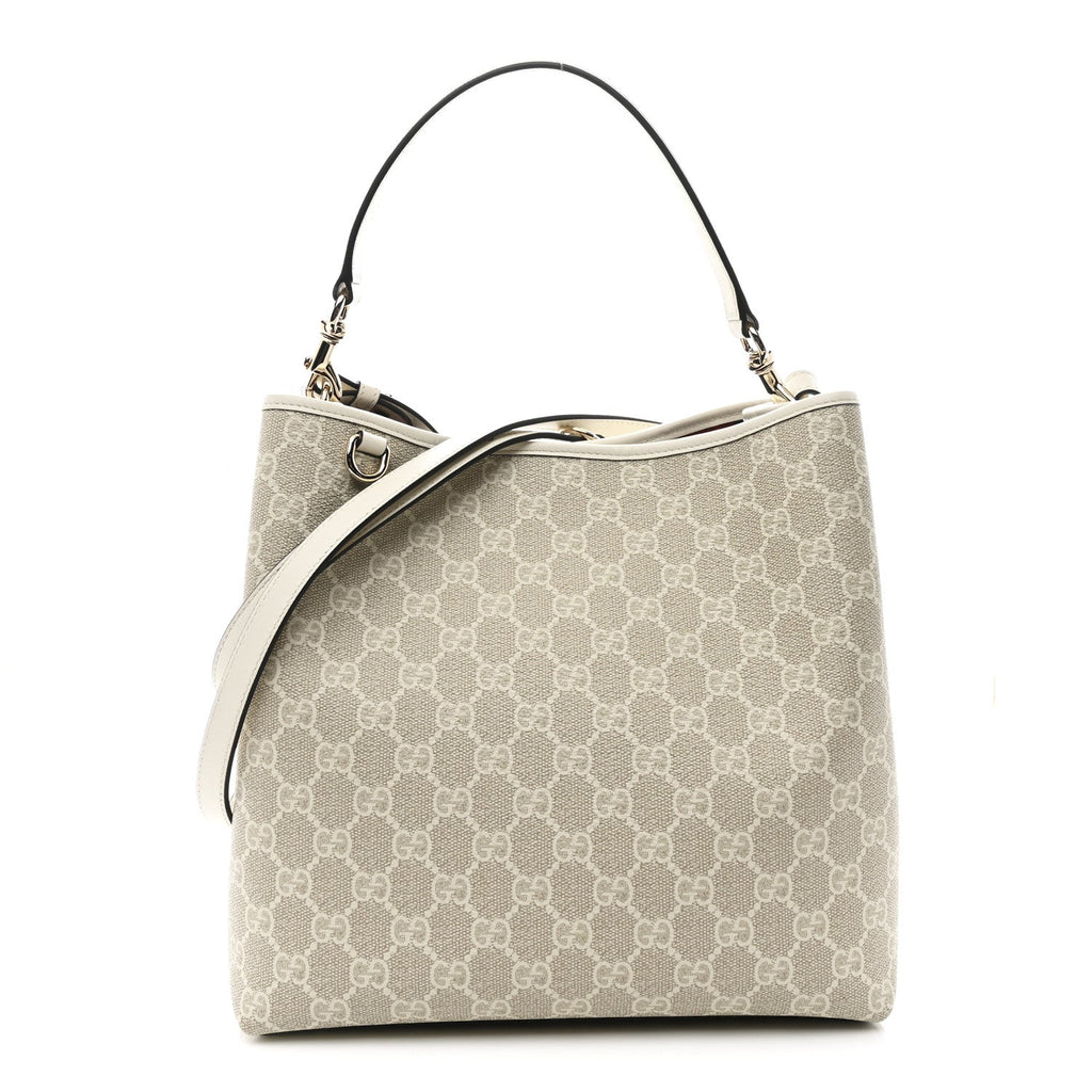 GG Supreme Monogram Medium Emblem Bucket Bag Beige White wholesalehk.shop
