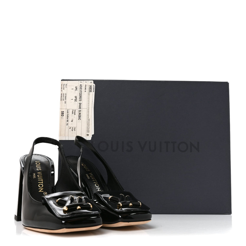 Patent Calfskin Shake Slingback Pumps 37 Black £¨ Direct shipment via from wholesalehk.shop