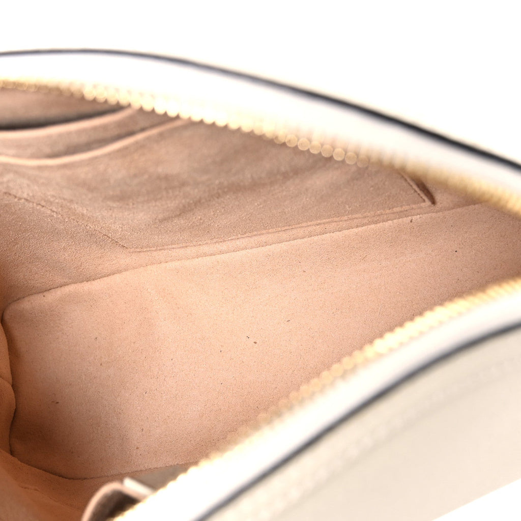Textured Dollar Calfskin Web Small Ophidia Dome Shoulder Bag Mystic White wholesalehk.shop