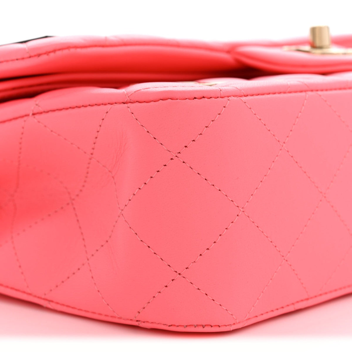 Lambskin Quilted Medium Hollywood Charms Double Flap Coral Pink wholesalehk.shop