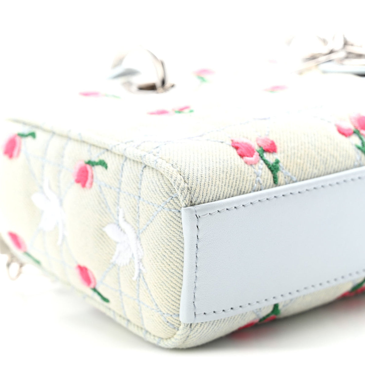 Denim Cannage Embroidered Doves & Roses Dioramour Mini Lady D-Joy Blue Multicolor wholesalehk.shop