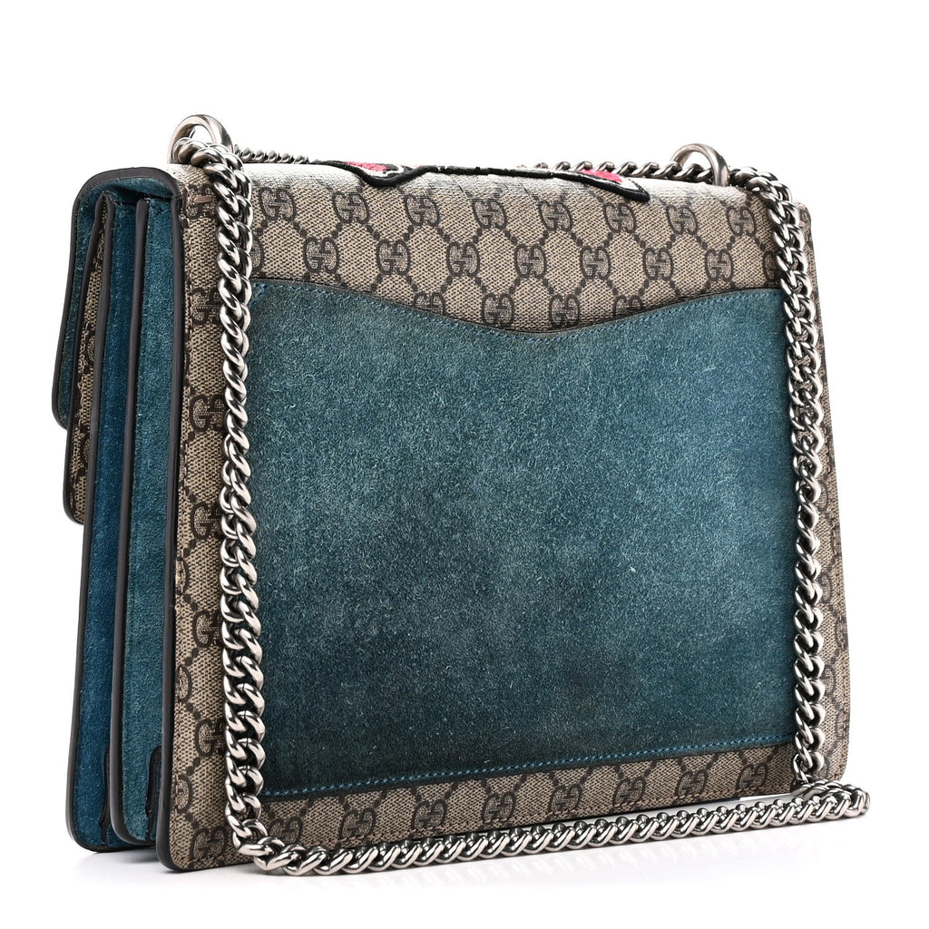 GG Supreme Monogram Angry Cat Embroidered Medium Dionysus Shoulder Bag Beige Ultramarine wholesalehk.shop