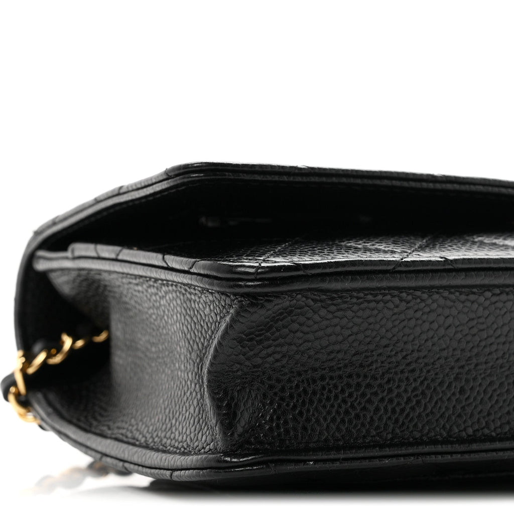 Caviar Quilted Wallet on Chain WOC Black wholesalehk.shop