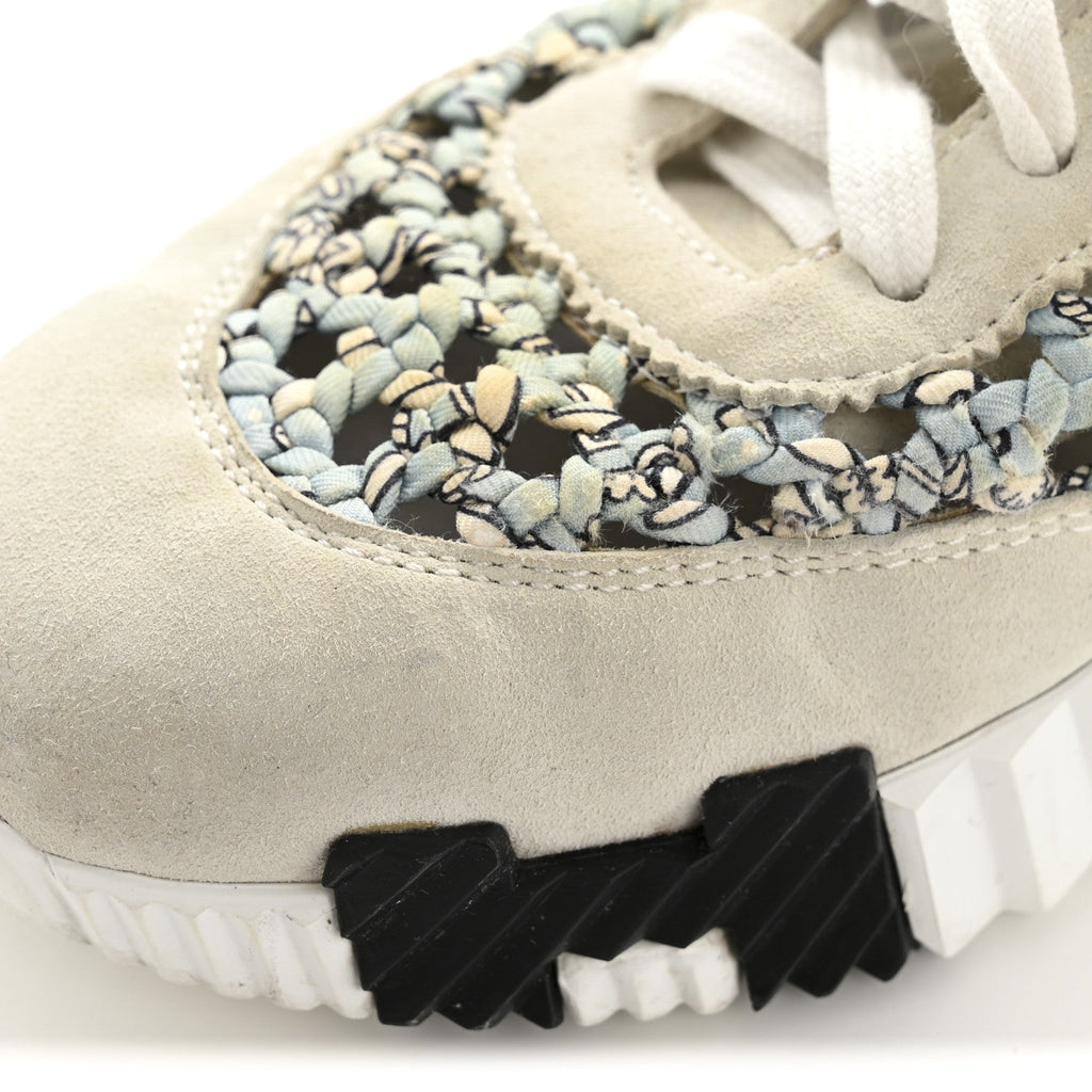 Braided Silk Suede Sneakers 35 Bleu Clair White wholesalehk.shop