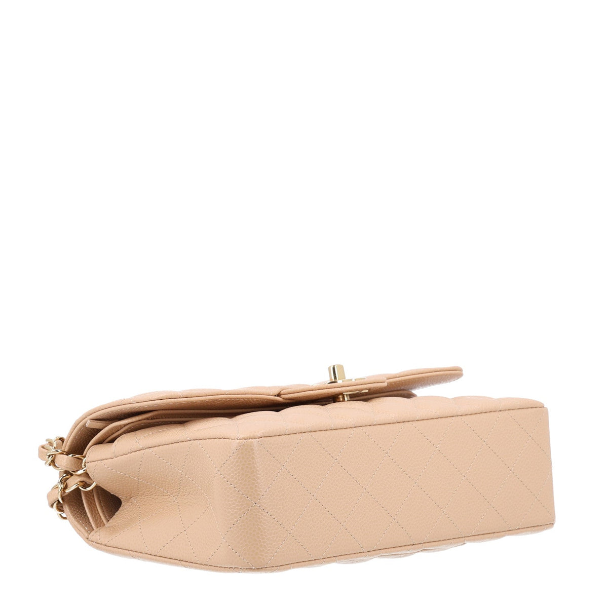 Caviar Quilted Small Double Flap Beige wholesalehk.shop