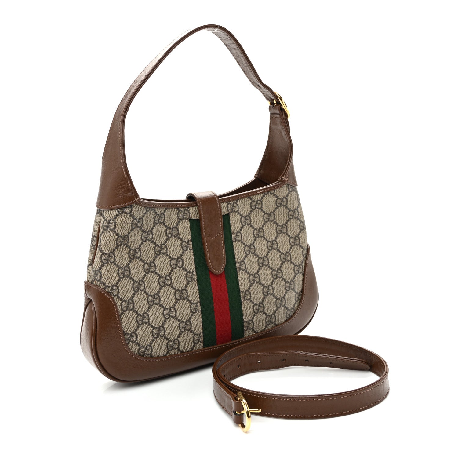 GG Supreme Monogram Azalea Calfskin Web Small Jackie 1961 Hobo Beige Ebony Brown Sugar £¨ Direct shipment via from wholesalehk.shop