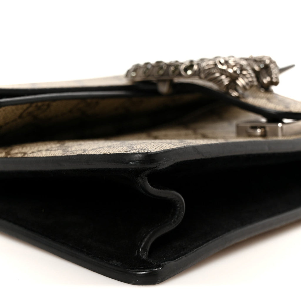 GG Supreme Monogram Suede Crystal Small Dionysus Shoulder Bag Beige Ebony Black wholesalehk.shop