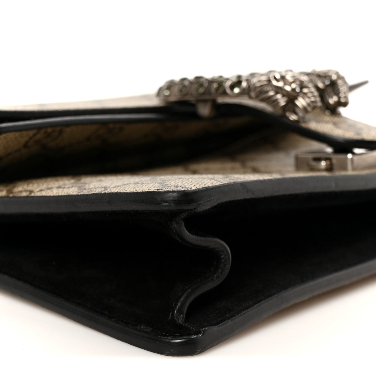GG Supreme Monogram Suede Crystal Small Dionysus Shoulder Bag Beige Ebony Black wholesalehk.shop