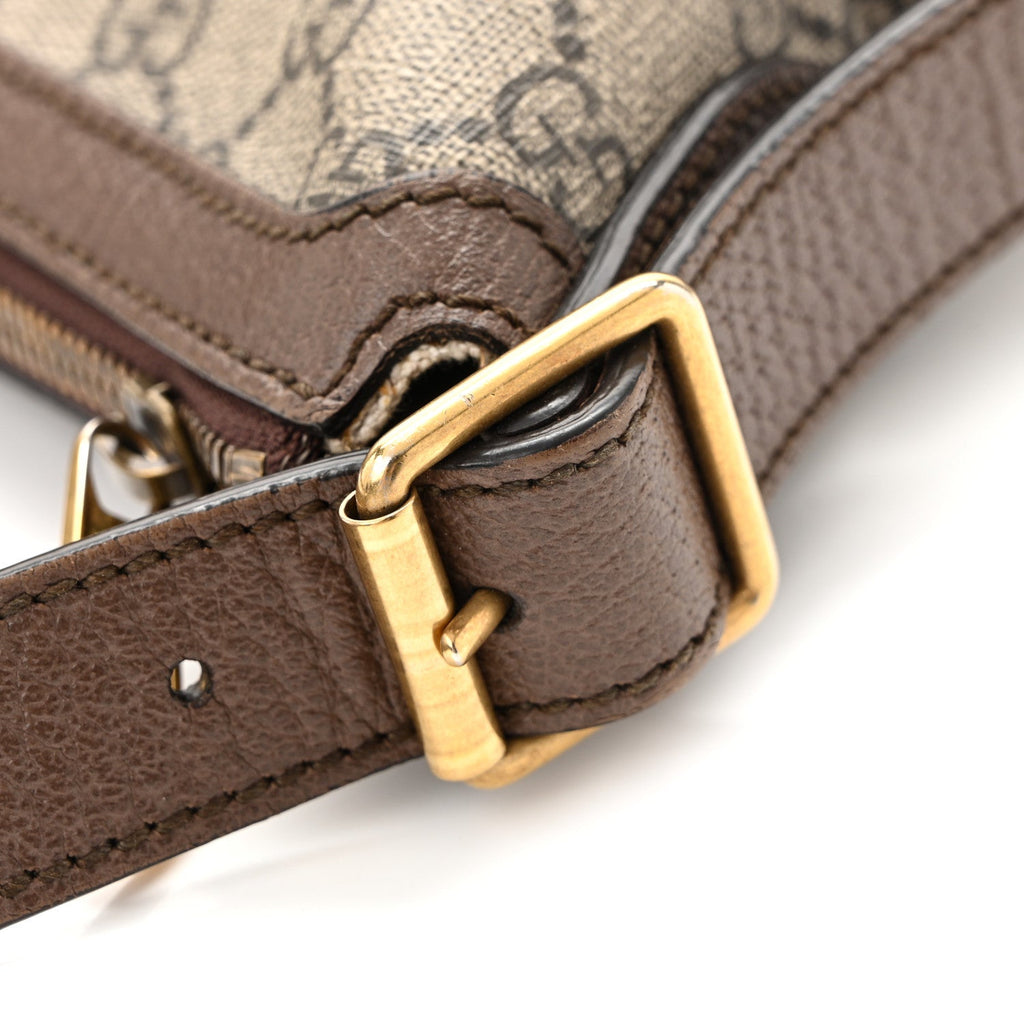 GG Supreme Monogram Web Small Ophidia Half Moon Hobo Brown wholesalehk.shop
