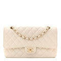Caviar Quilted Medium Double Flap White wholesalehk.shop