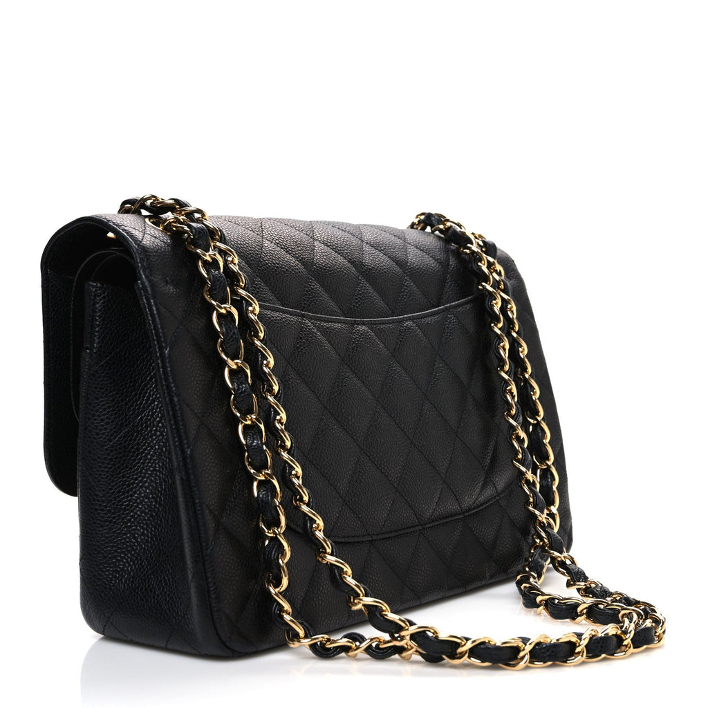 Caviar Quilted Jumbo Double Flap Black wholesalehk.shop