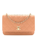 Lambskin Quilted Trendy CC Wallet On Chain WOC Camel wholesalehk.shop