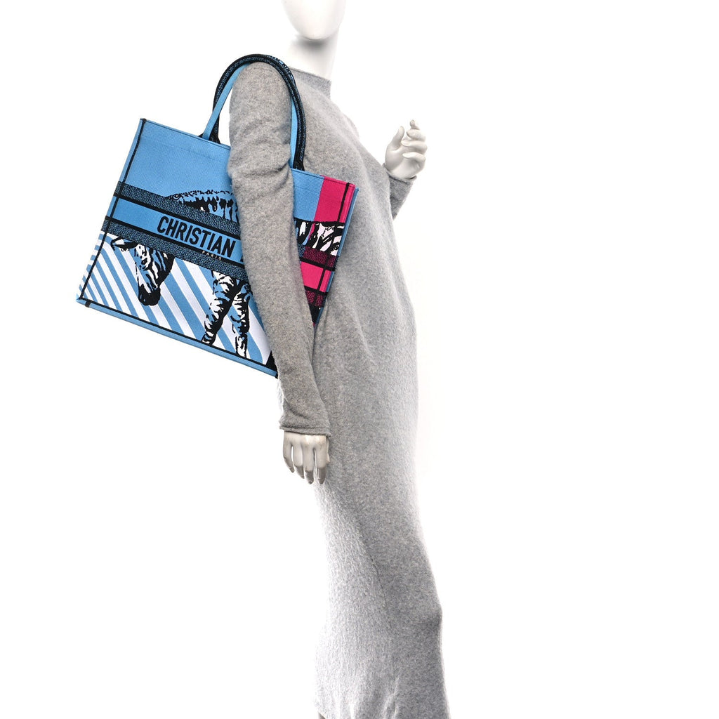 Canvas Embroidered Large Jungle Pop Book Tote Blue Multicolor £¨ Direct shipment via from wholesalehk.shop