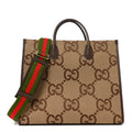 Monogram Jumbo GG Textured Dollar Calfskin Web Tote Bag Camel Ebony New Acero wholesalehk.shop