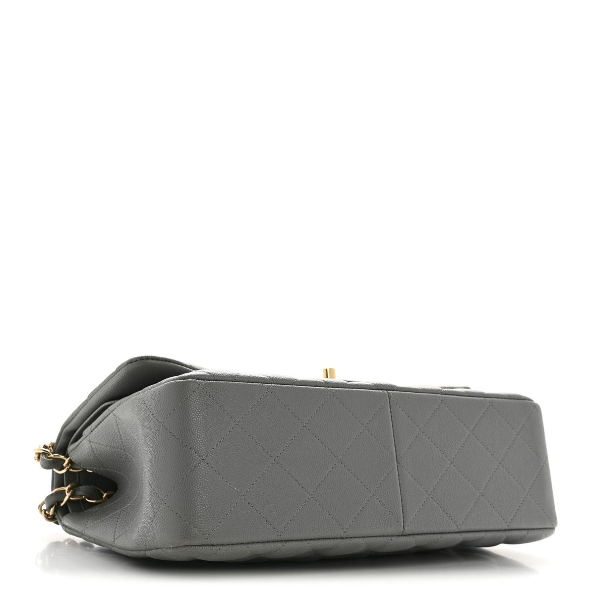 Caviar Quilted Jumbo Double Flap Grey wholesalehk.shop
