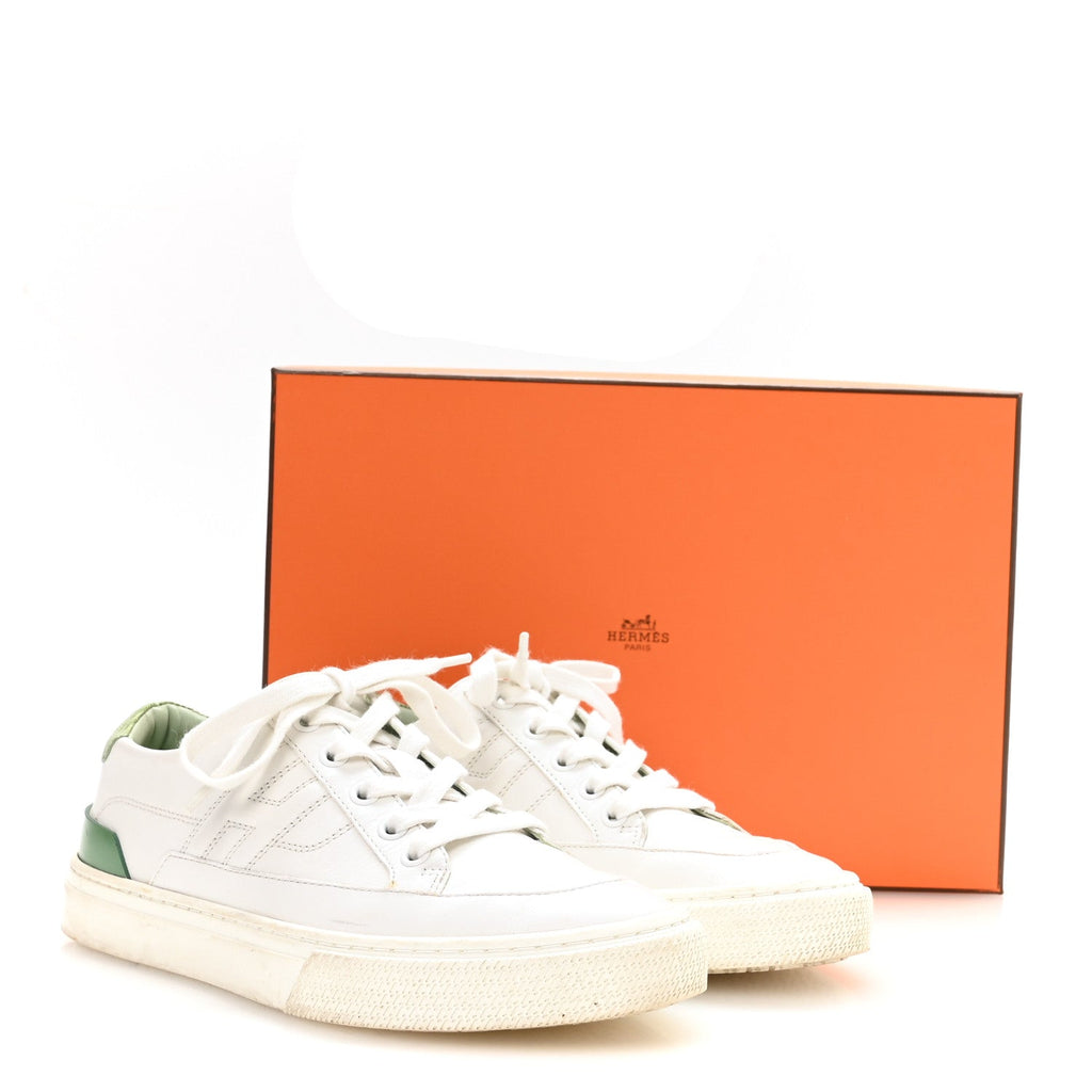 Crocodile Calfskin Deep Sneakers 37.5 White Vert Jade wholesalehk.shop