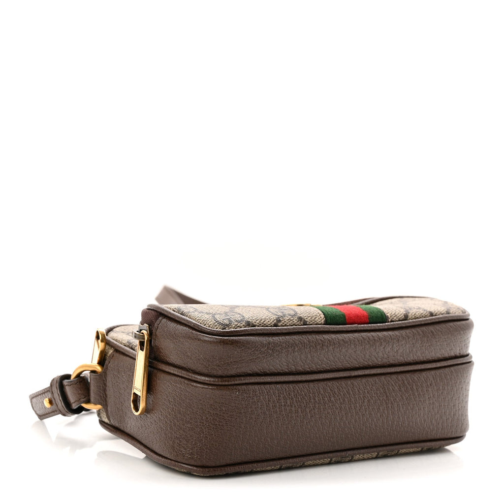 GG Supreme Monogram Textured Dollar Calfskin Web Mini Ophidia Convertible Shoulder Bag Beige Ebony New Acero wholesalehk.shop