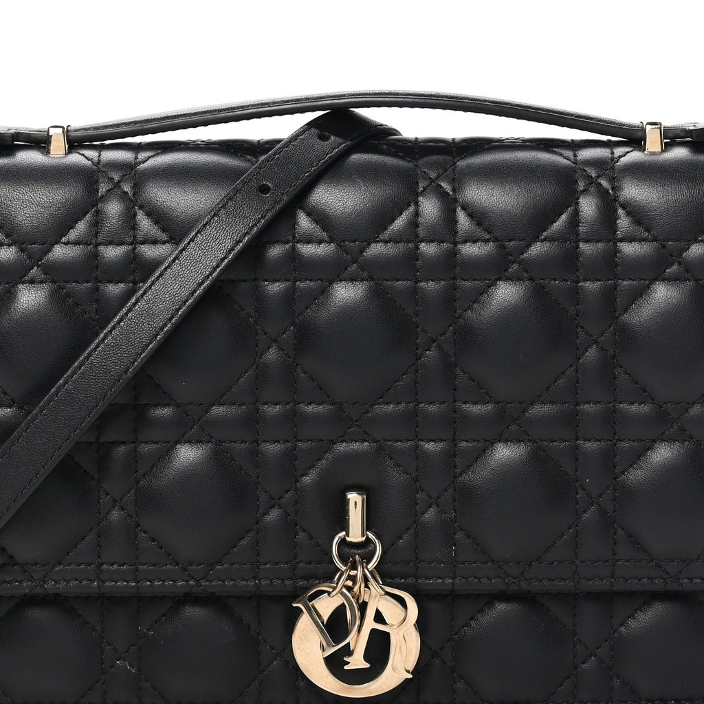 Lambskin Cannage Miss Dior Top Handle Bag Black wholesalehk.shop