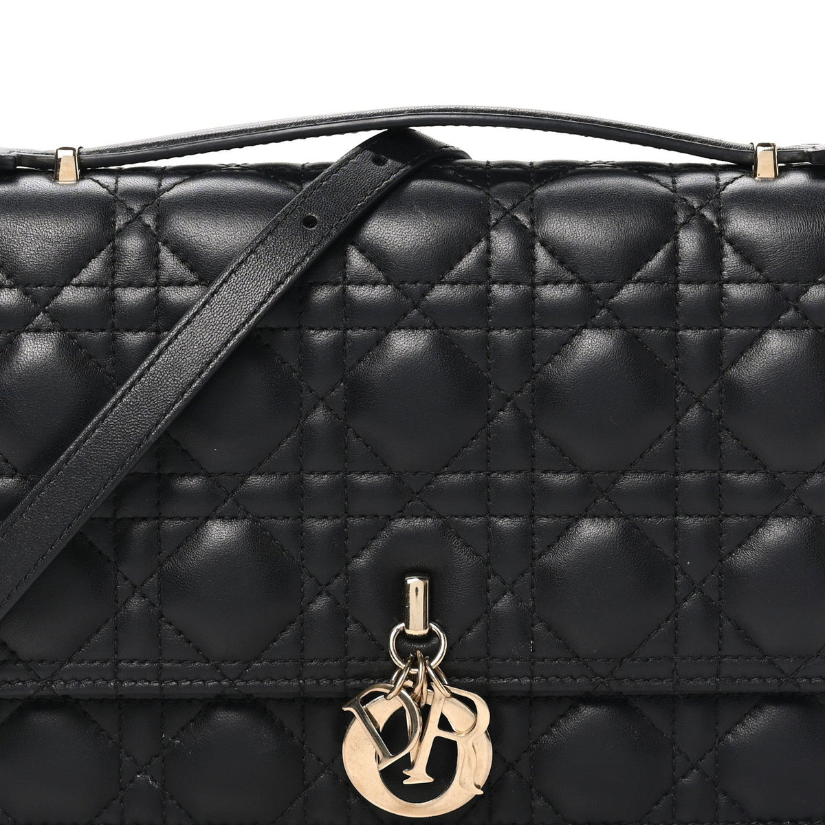 Lambskin Cannage Miss Dior Top Handle Bag Black wholesalehk.shop