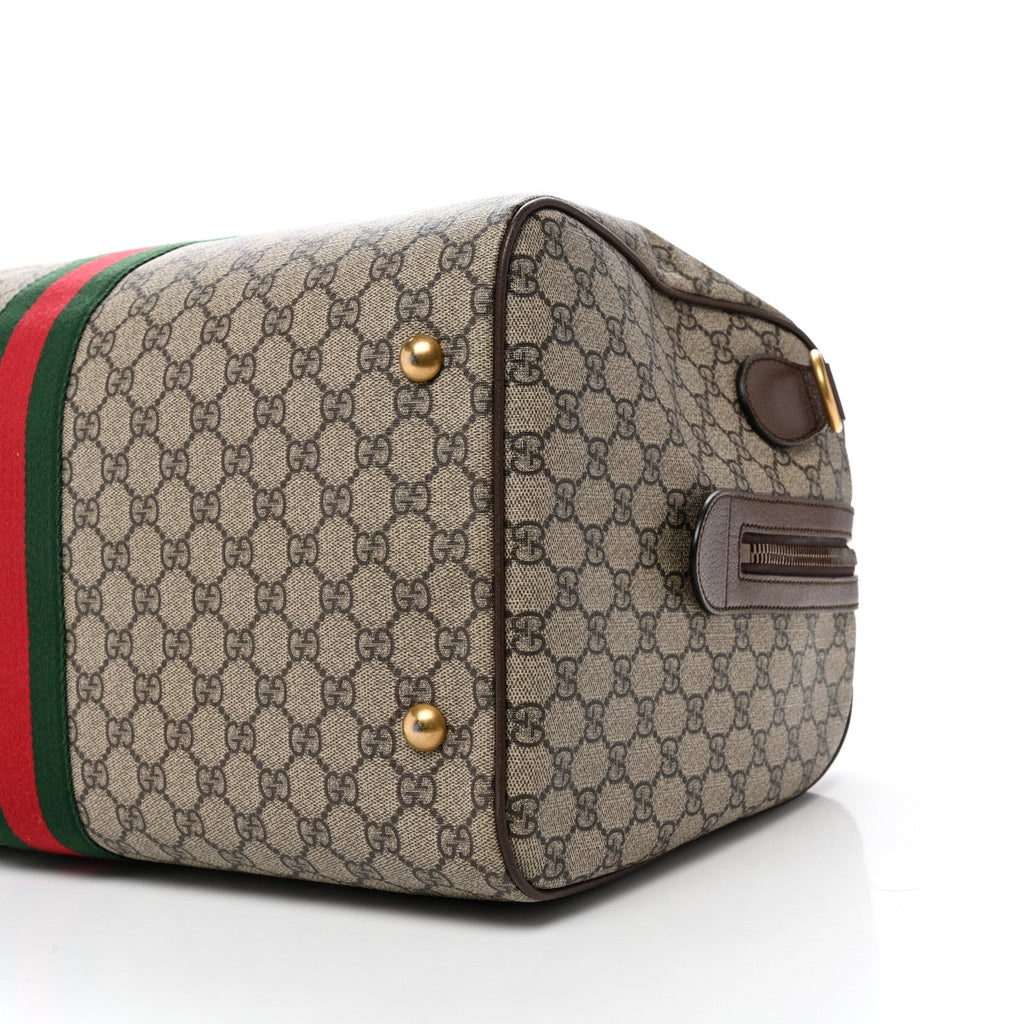 GG Supreme Monogram Textured Dollar Calfskin Web Medium Ophidia Carry-On Duffle Bag Beige Ebony New Acero wholesalehk.shop