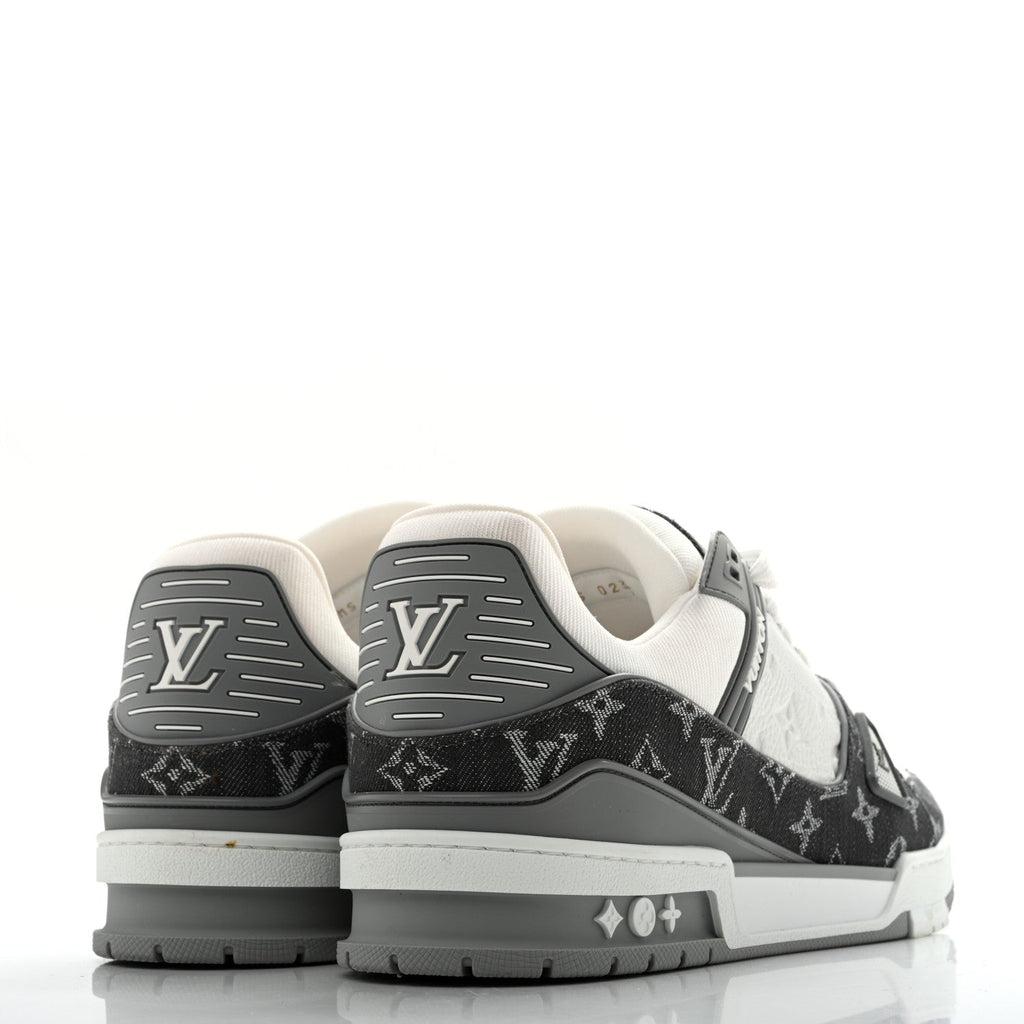Calfskin Embossed Monogram Denim Mens LV Trainer Sneakers 11 Grey £¨ Direct shipment via from wholesalehk.shop
